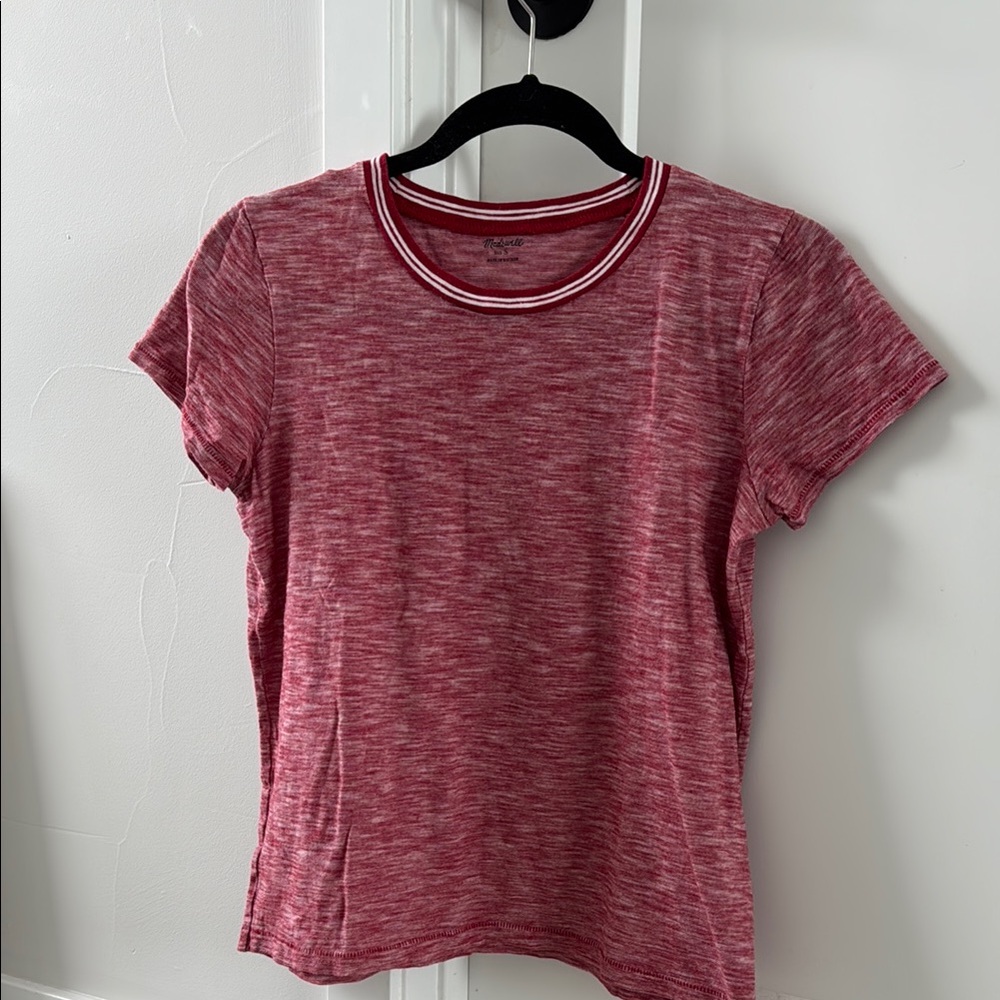 Pink and White Fitted Cuffed Sleeve T-Shirt